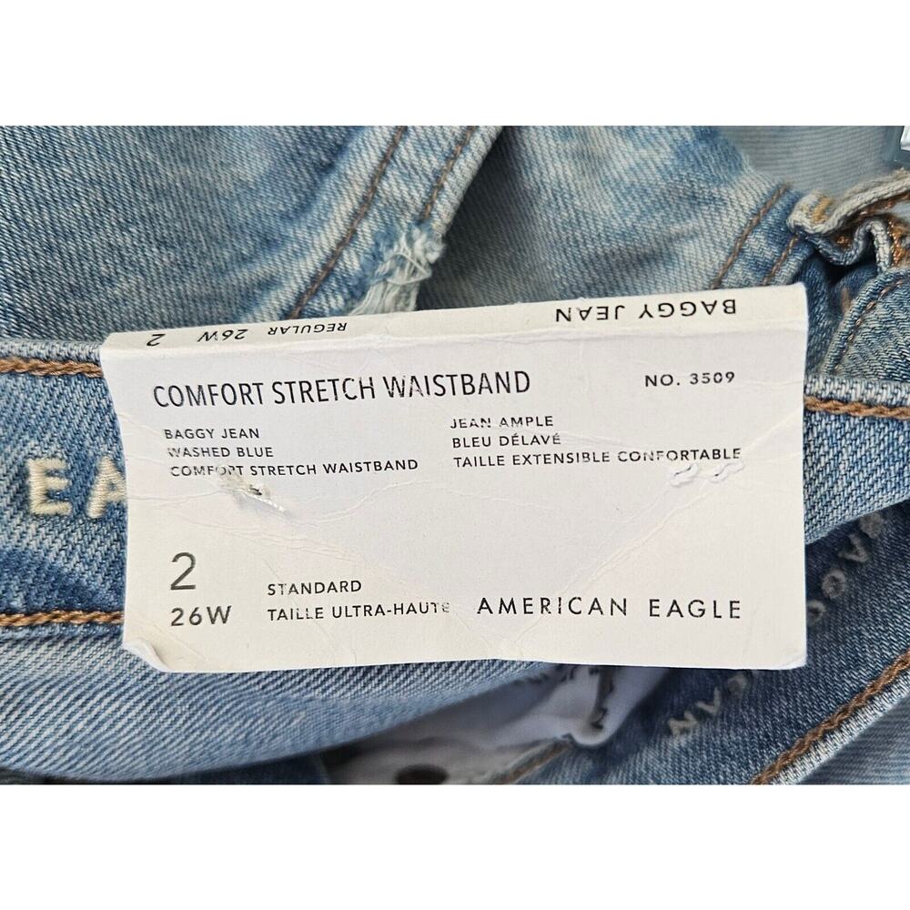 American Eagle Jeans Womens 26 Baggy Jean Comfort Stretch US 2 Med Wash NWT - Picture 5 of 10
